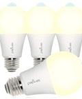 Motion Sensor A19 LED Dusk To Dawn Bulbs 3000K Soft White 800 Lumen Indoor Outdoor Light Bulbs 8.8W 60W Equivalent For Porch Garage Hallway Entryway 4 Pack With Easy Installation, four bulbs