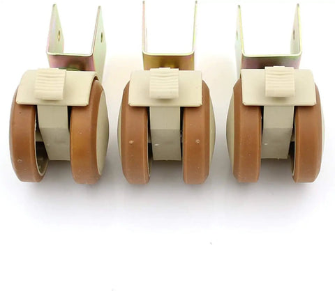 1.8 Inch Swivel Caster Wheels With Brake Top Notch Smooth Rolling Twin Wheel Furniture Casters showing U brackets and dual brakes.