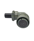 Front view of olive-drab MIL-C circular connector plug, 28-pin, metal housing with screw-lock ring