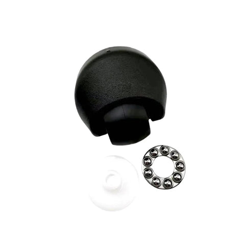 Black ECOVACS front caster wheel cap; 3-piece set with metal bearing ring and white spacer
