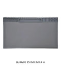 Gray Heat Resistant Anti Static Soldering Mat With Strong Magnetic Screw Positioning, ESD Safe Silicone, 15x8.3 inches