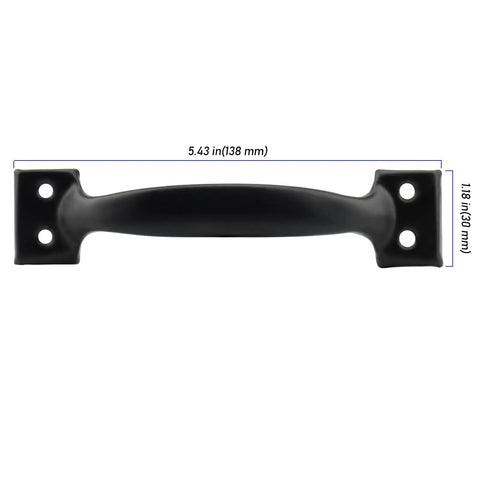 Beefy Black Metal Gate Handles 20 Pack 5.4 Inch Door Pull Handles With Screws For Outdoor Fences Screen Doors Sheds Wooden Doors Rust Resistant Easy Install shown with measurements
