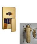 UMJIGF Luxury Led Shower System Gold Waterfall Shower Faucet Set Multifunction Brass Shower Combo Set with Shower Head, Handheld Shower, Bathtub Faucet - detailed view of the gold control valve