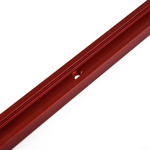 Close-up of Red Aluminum Alloy T Slot Track For Woodworking, 300mm Length Miter Board Guide System