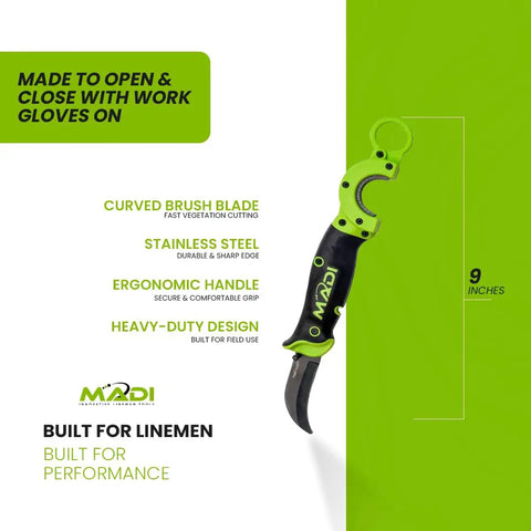 BrushBlade Lineman Knife With Dual Function Cutting Blade And Built In Wire Brush Heavy Duty Pro Grade Utility Tool