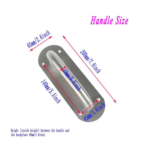 Stainless Steel Pull Push Door Handle 8 Inch D Style Plate Handle 2 Pack Beefy Heavy Duty Fire Door Access Back Plate Mounted Rust Resistant Sleek Modern Finish, 200mm handle size