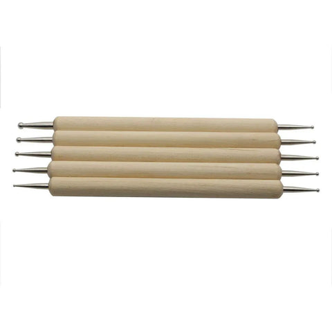 Wooden tracing pens from Must Have 20 Piece Leather Stamping Tool Kit For DIY Leather Crafting And Saddle Making arranged side by side.