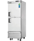 Self Contained Commercial Reach In Freezer With Two Solid Half Doors And Nsf Certification 23 Cubic Feet Size in stainless steel.