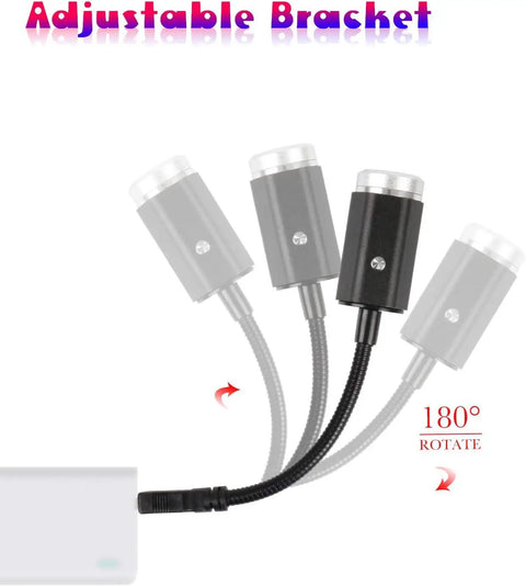 Multi Color USB Star Light With Seven Lighting Effects And Adjustable Modes, USB powered flexible head shown at 180° rotation