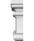 Close-up of Crosshead Molding Bedford Style, Factory Primed Polyurethane, showcasing detailed profile for exterior or interior use.