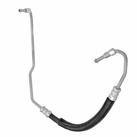 Ford F250 And F350 Super Duty Power Steering Pressure Hose Line Assembly For 2005 2007 With 5.4L 6.0L 6.8L Engines And Hydraulic Brake Booster Replacement Durable OEM Fit Easy Install Direct Bolt On in a coiled design with metal connectors and rubber casing.