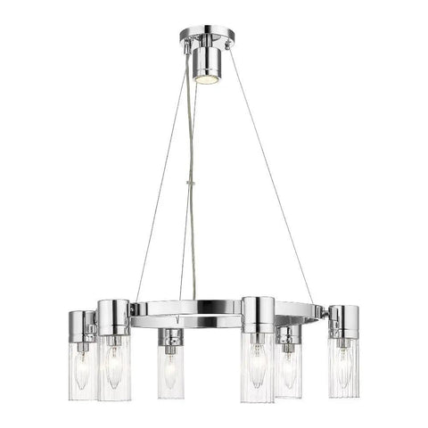 Midtown 6 Light Chandelier In Brushed Nickel Finish With Dope Modern Contemporary Design For Living Room Or Dining Room, 6 Illuminating Heads