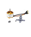 2208 Brushless Outrunner Motor 1800KV For 2 To 3S RC Drones Multicopters, showing motor with 3.17mm shaft and welded banana plug.