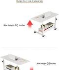Height Adjustable Mobile Computer Desk With Wheels For Small Spaces And Corner Setup Laptop Table 31.5 Inch Desktop shown at max and min height