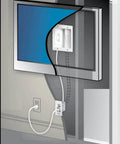 In Wall Power And Cable Management Kit With Recessed Power Bridge For Wall Mounted TVs 12 Foot Reach Cable Organizer Box White Finish Keeps Wires Hidden For A Clean Sleek No Mess TV Setup