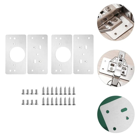 Stainless Steel Hinge Repair Plates Kit With Ten Thickened Metal Mending Brackets With Holes For Cabinets And Furniture Wardrobes