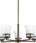 Coastal Five Light Chandelier With Etched Glass Shades In Antique Bronze Modern Gas Light Look Pendant Light Includes Six Inch And Twelve Inch Stems Plus Chain For Adjustable Height
