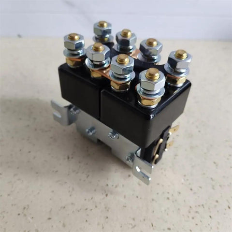 Top Shelf Sw822 Replacement Contactor 48V DC 100 Amps Double Pole Single Throw with industrial connectors for motor reversing.