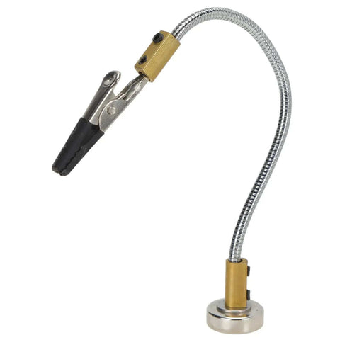 Third Hand Soldering Tool with magnetic base and flexible gooseneck arm, showing adjustable alligator clip for electronics repair.