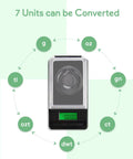 Pro Grade Ultra Precision Digital Scale 50g Capacity With 0.001g Readout showing 7 units for conversion on screen