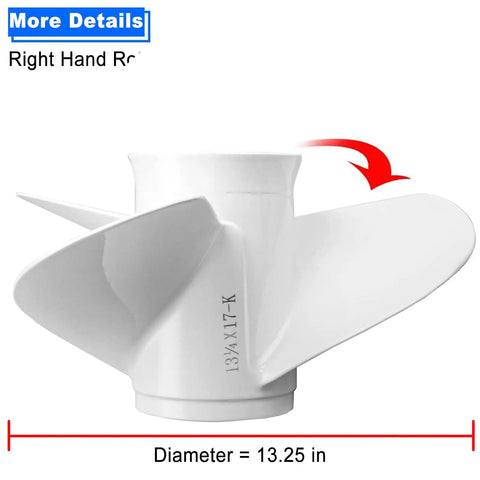 Upgrade Aluminum Outboard Propeller 13 1-4 x 17-K 3-Blade RH 15 Spline For Yamaha Engines 60HP to 130HP White Finish Durable Replacement Marine Prop Direct Fit