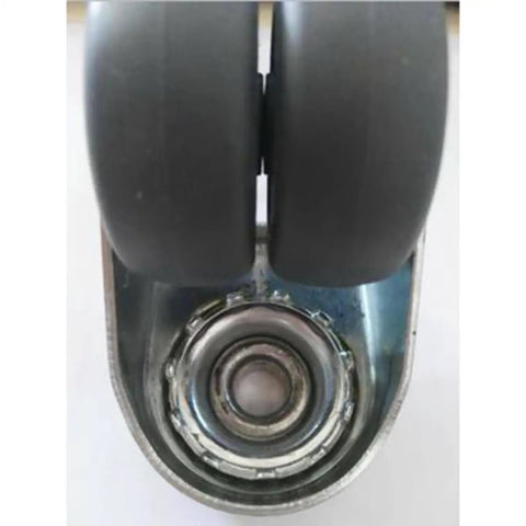 Inch Twin Swivel Casters with 360 Degree Plate Heavy Duty top view of black rubber wheels and metal bracket for sturdy movement
