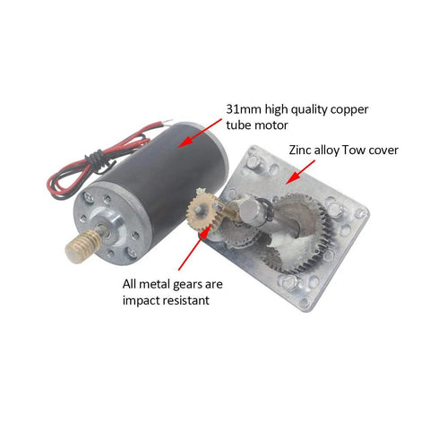 high torque 24V DC gear motor with metal gears and 8mm shaft featuring ball bearings and speed reduction, ideal for robotics and automation