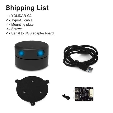 G2 Lidar Range Finder Sensor Module 12 Meter Range With 5K Hz Ranging Frequency For Indoor Use with accessories