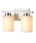 Two-Light Bathroom Vanity Fixture With Frosted Glass Shade, Sleek Brushed Nickel Wall Mount Vanity Light For Mirror, Bulbs Not Included