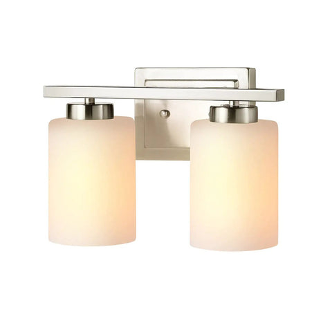 Two-Light Bathroom Vanity Fixture With Frosted Glass Shade, Sleek Brushed Nickel Wall Mount Vanity Light For Mirror, Bulbs Not Included