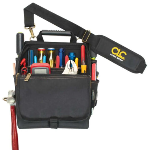 Zippered 21 Pocket Electrician's Tool Pouch for Pros with Pro Grade Build, black durable tool bag with tools.