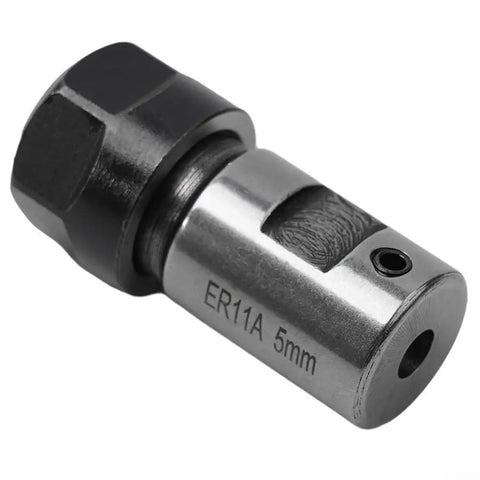 Heavy Duty ER Collet Chuck Motor Shaft Extension Rod With Balanced Steel Construction For Stable Deep Hole CNC Milling And Precise Tool Holder Fitment On Versatile Workpieces Using E Series Collets, close-up of ER11A tool holder.