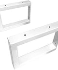 Top Shelf Metal Shelf Brackets Wall Mounts That Crush Heavy Loads, Solid Industrial Design In Crisp White Steel, Heavy Duty Rectangular Shelf Braces With Hassle Free Hardware showing two wall brackets.