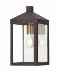 Nyack 1 Light Outdoor Wall Lantern Bronze Finish Model 20582 07 Transitional Exterior Lighting Fixture With Clear Glass