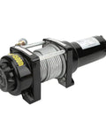 Heavy Duty 12 Volt Electric Winch With 4500 Lb Pulling Capacity, showcasing steel cable and motor design for off road towing.