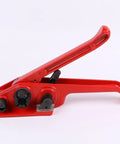 Manual Pet Strap Tensioner Tool With Palm Grip Handles Lightweight Portable Design Durable Steel Frame Quick Seal Fastener for easy cardboard packing.