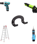 Heavy Duty Wall Mounted Power Tool Organizer J Hooks For Cordless Drill And Impact Driver, 2 Piece Tool Holder Mount Kit In Black Stainless Steel