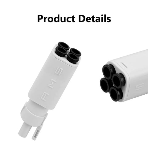 Two Pack 4 In 1 PTFE Adapter Tubing For Bambu Lab A1 A1 Mini 3D Printer Filament Guide connectors with black ends on white base.