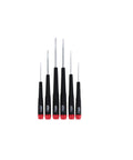 Slotted Screwdriver Set, 6 Piece With Precision Handles, Sizes 1.5mm to 4.0mm, arranged with visible tapered ergonomic handles
