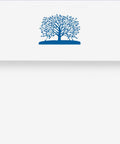 Tree of Life Laser Cut Notecards book; white envelope with blue tree logo on flap