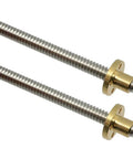Two Pack T8 TR8x2 Lead Screws 8Mm Dia 400Mm Long With Brass Nut Acme Thread 2Mm Pitch 1 Start 2Mm Lead For Z Axis On LCD DLP SLA 3D Printer And CNC Machines