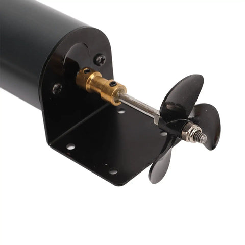 Underwater Thruster For RC Boats With 545 50T 3 Blade Propeller And Ducted Fan Brushless Motor attached to bracket