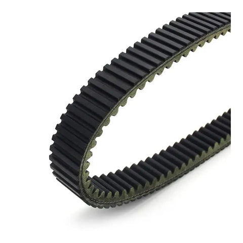Top Rated Universal Motorcycle Drive Belt Perfect Fit For 1000 GT H2 1000s XT ATV Replacement Part Compatible With OEM Codes 0823-231 And 3403-141 To Keep Your Ride Smokin Strong Today, showing the textured edge of a black drive belt.