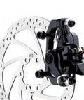 Heavy Hitter Mechanical Disc Brake Kit For Mountain Bikes And Fat Tire Electric Cruisers With Reinforced Aluminum Caliper And 160 Mm Floating Steel Rotor visible from the side.