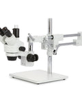 Professional Trinocular Stereo Zoom Microscope With Boom Stand, Long Working Distance, Dual Eyepiece And Trinocular Port For Simultaneous Viewing, Ideal For Circuit Boards, Dental Appliances, And Large Item Inspection on boom arm stand