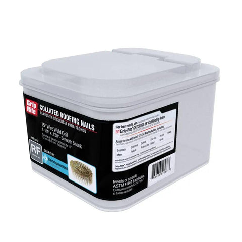 Tub of 1-1/4 Inch 15 Degree Electro-Galvanized Coil Roofing Nails Smooth Shank.120 Inch Diameter Thin Flat Head 600 Nails for DIY Roof Nailing