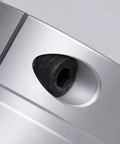 Rigid aluminum shaft coupling front view with clamp and black hex socket screw