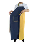 Heavy Duty Waterproof Rubber Apron With Pockets For Dishwashing And Restaurant Use 47 Inch Adjustable Neck Strap showing front view