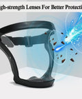 Unisex Anti Fog Full Face Shield With Detachable Filter Ultra Clear HD Lens shown with blue shield effect