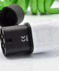 Type 2 To Type 2 Ev Charger Connector Plug And Play for Mode 3 AC charging stations, black and white, angled view with detail.